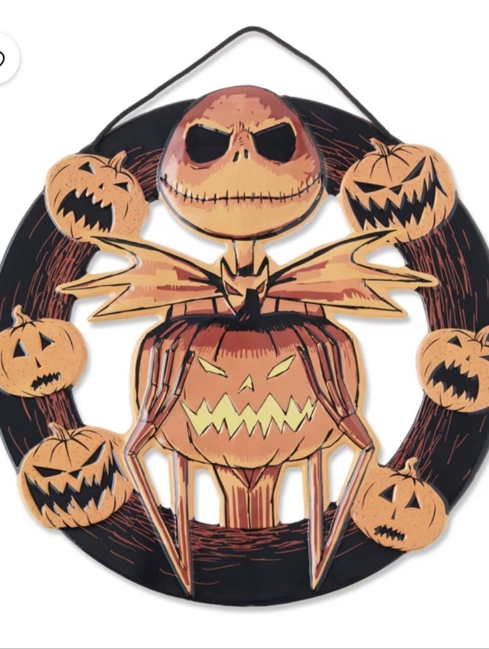 Disney Jack Skellington Embossed Metal Pumpkin Wreath Halloween Wall Door Decor